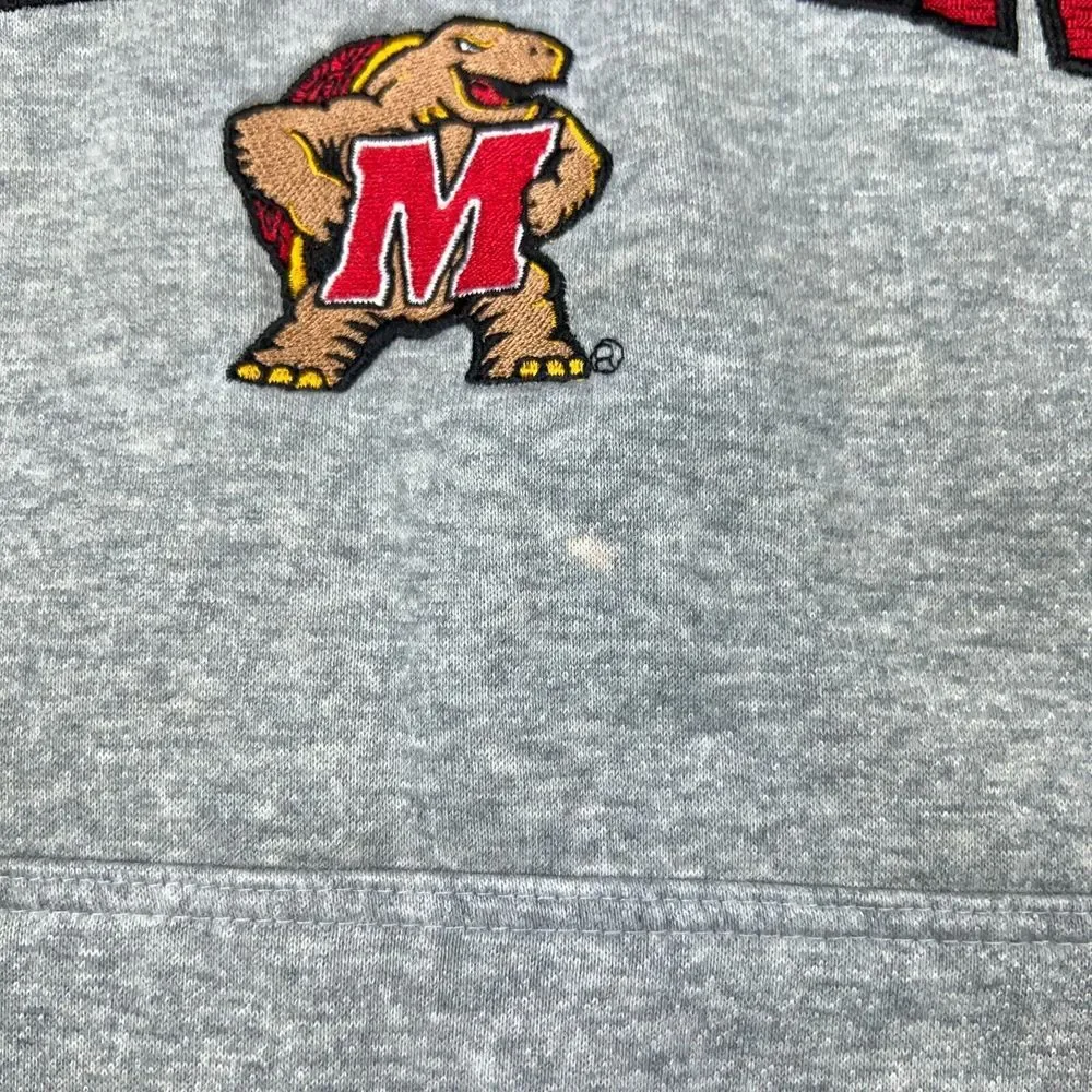 Maryland Terrapins Hoodie Men 2XL Gray Red Hooded Pullover Sweatshirt Pro Player